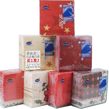 

50 Large Imported Paper Napkins bei ou shi Disposable Thick xi can dian Fabric Mat Mouth Cloth zhe hua Festive