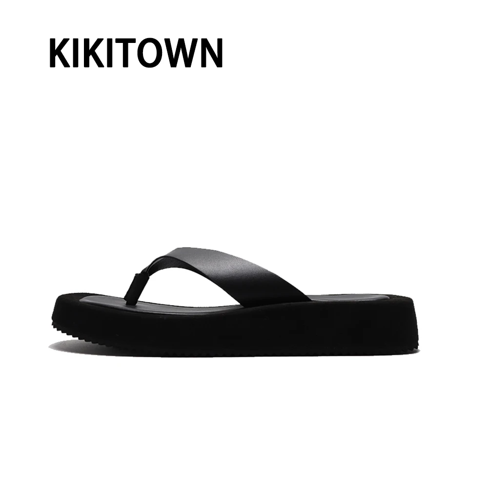 

Summer new fashion casual style women's slippers with square toe and thick soles Flip flops flat sandals