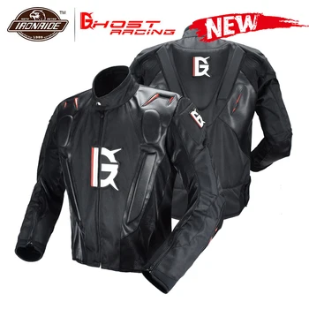

GHOST RACING Motorcycle Jacket Men Motocross Racing Riding Jacket PU Leather Motorbike Moto Jacket 7pcs Protector Body Armor