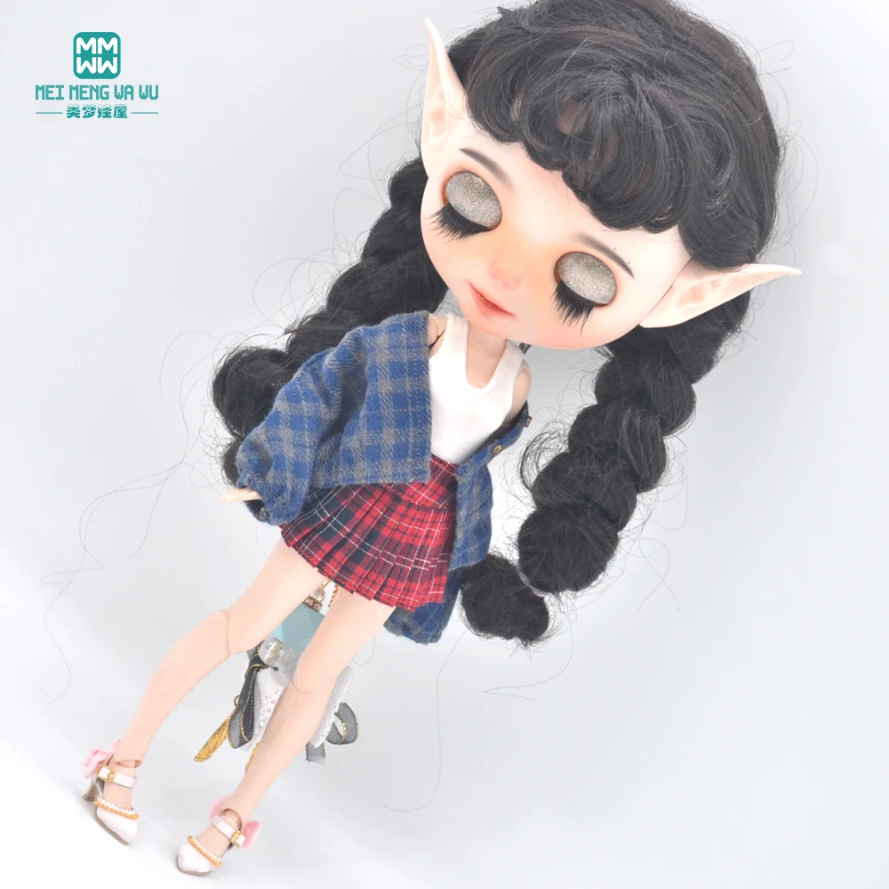 Clothes for Blyth Azone OB22 OB24 Doll Fashion Woolen Jacket Plaid Top barbie doll clothes,doll clothes,doll accessories,doll clothes accessories