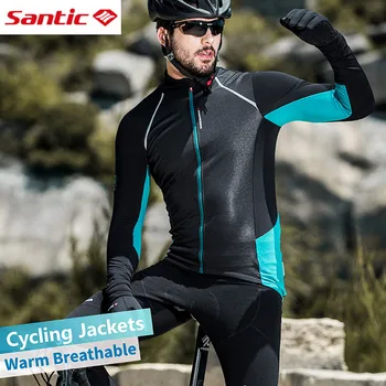 

Santic Men Cycling Jackets Road MTB Bike Bicycle Jackets Autumn Winter Windproof Coat Warm Breathable Comfort Clothe Long Jersey