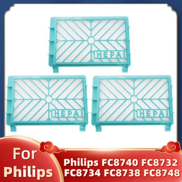 Hepa Filter Replacement For Philips FC8732 FC8734 FC8736 FC8738 FC8740 FC8748 Vacuum Cleaner Spare Parts Accessories 3 Filter Rectangle