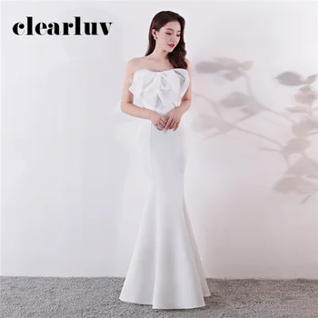 

Sexy Strapless Evening Dresses Long Prom Dress 2020 DX397-1 Plus Size Backless Mermaid Abendkleider Bow Special Occasion Dresses