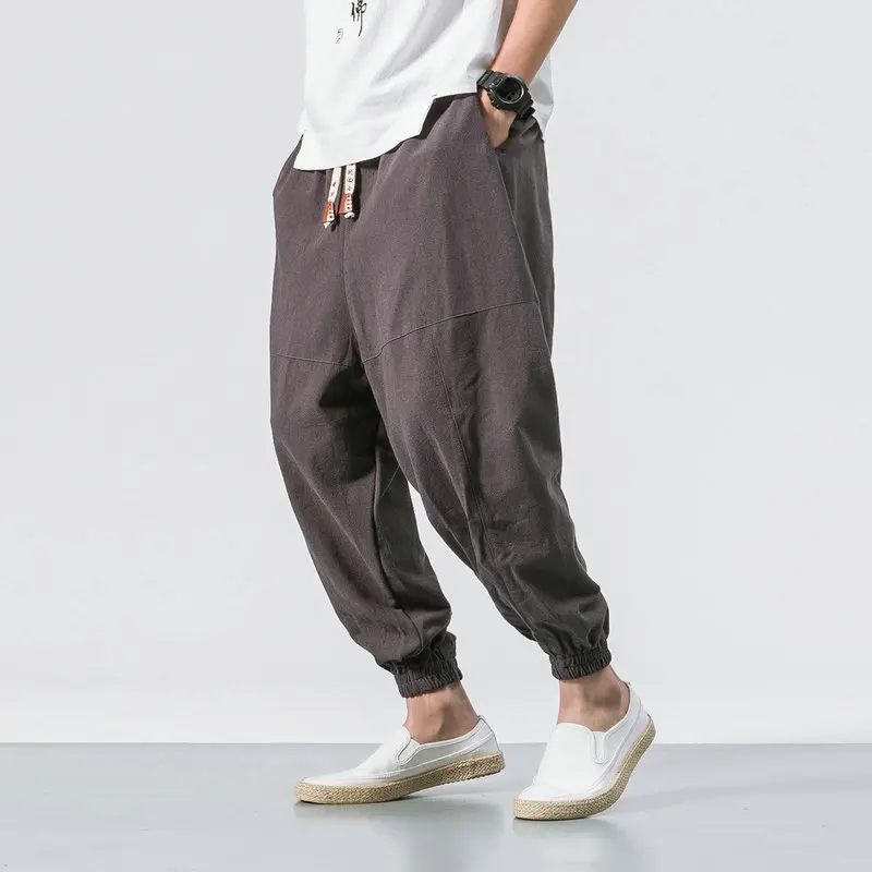 New Men‘s Jogging Pants Streetwear Loose Casual Cotton Linen Trouser Man Harem Pants Harajuku Oversized Men Sweatpants 5XL 3