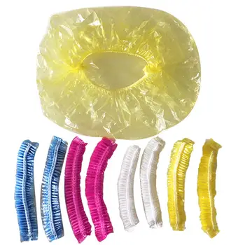

100Pcs Women Disposable Transparent Shower Hair Salon SPA Cap high elasticity hair care Protective Hat FOR bathing food factory