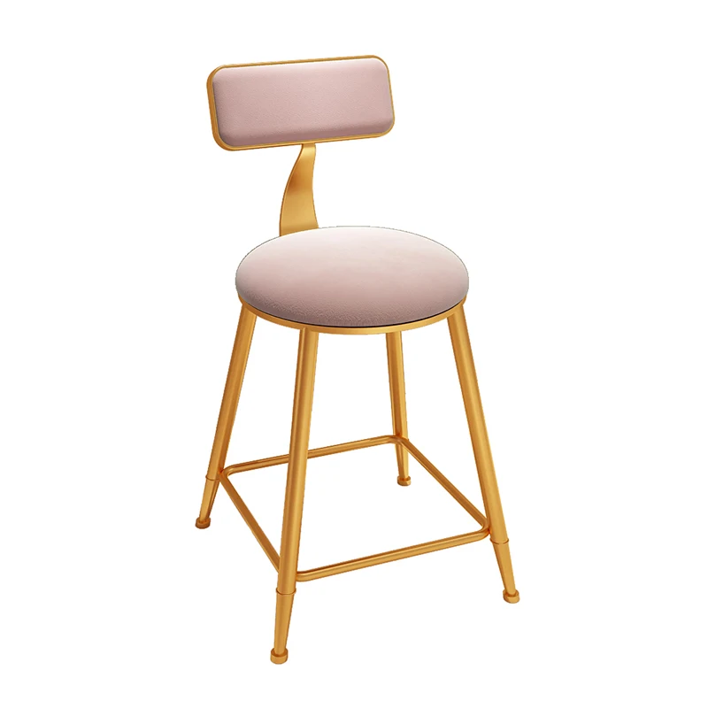 European Light Luxury Bar Chair Simple Net Red Customized Bar Stool Front Coffee Restaurant Leisure Back High Stool - Цвет: Pink 45cm