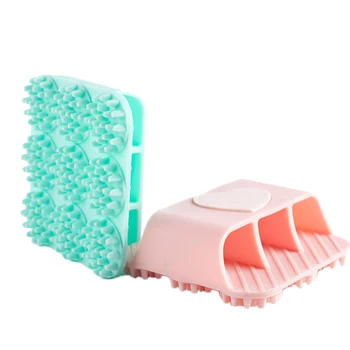 

2Pcs Exfoliating Bathroom Shower Scrubber Bath Puff Shampoo Scalp Soft Silicone Body Brush Head Massage Brush