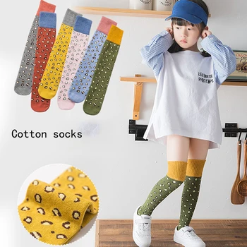 

Autumn Winter Children's High Tube Leopard Print Socks Casual Sports Boys Girls Baby Cotton Socks Suitable for 3-8 Years Old