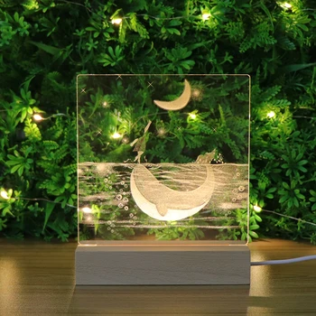 

Wood 3D Illusion LED Night Table Lamp For Christmas Gift