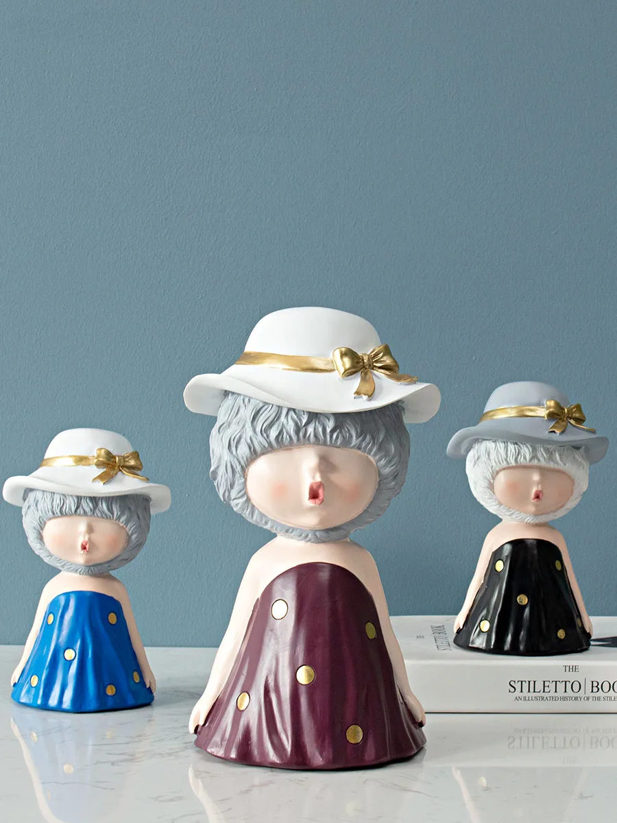 Modern Ins Style Gorgeous Girls Figurines With Crown/Bubble/Bow Ornaments Cute Girl Sculpture Room Decor Crafts Resin Statue NEW Modern Ins Style Gorgeous Girls Figurines With Crown/Bubble/Bow Ornaments Cute Girl Sculpture Room Decor Crafts Resin Statue NEW