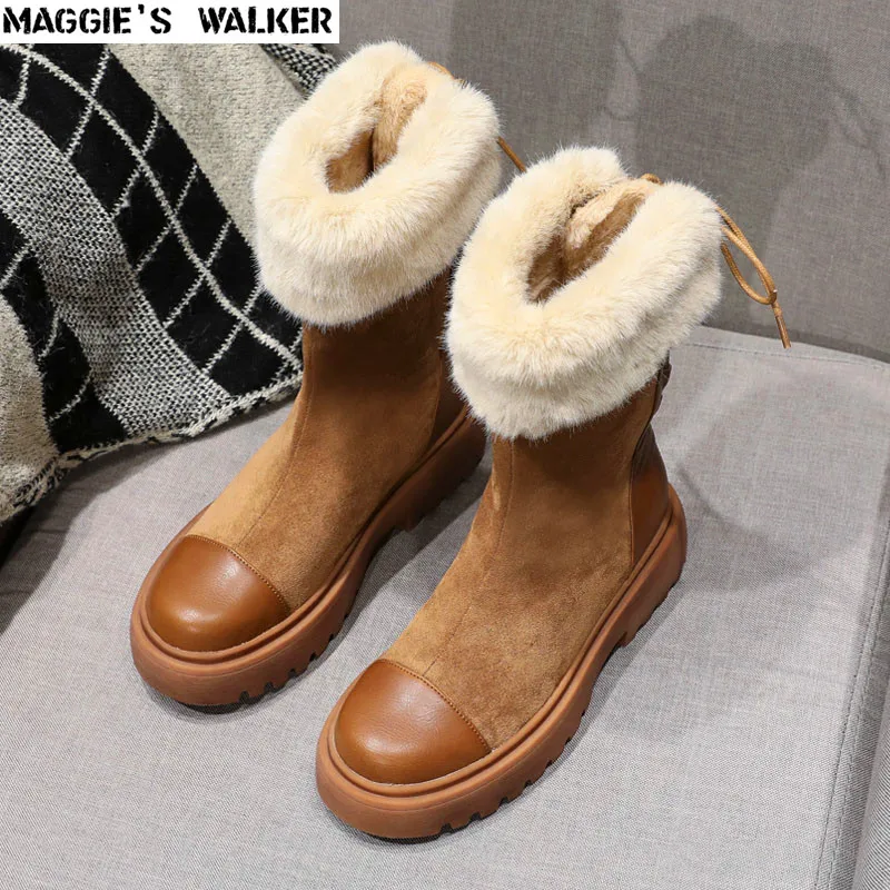 Женские высокие сапоги из флока Maggie's Walker модные зимние на шнуровке Размеры 35-39 |