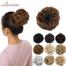S-noilite, 55 г, в форме цветка, синтетические вьющиеся шиньоны, Резиновая лента для волос, булочка, Пончик, шиньоны для женщин, эластичные зажимы на шнурке