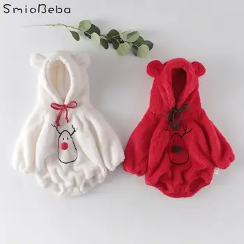 

Ins Winter Infant Toddler Bodysuit Boys Girls Baby Newborn Rompers Plush Snow Castle Snowman Warm Hardcover Creeper Jumpsuits