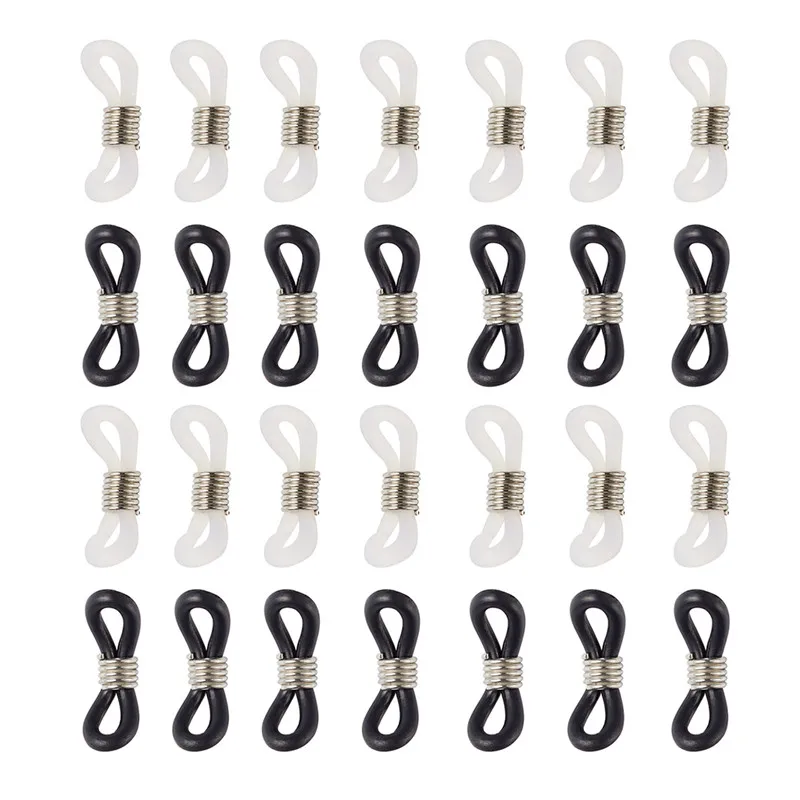 

Eyeglass Holders, Glasses Rubber Loop Ends, with Iron Findings, Platinum, 20x5mm