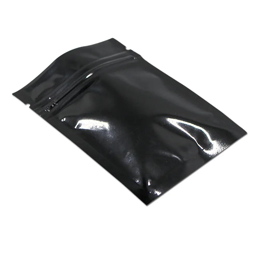 100 шт./лот плоская Самоуплотняющаяся Ziplock упаковочная сумка для продуктов, сахар специи, кофе, пакеты для хранения, черный, белый цвет, алюминиевая фольга, посылка, сумки