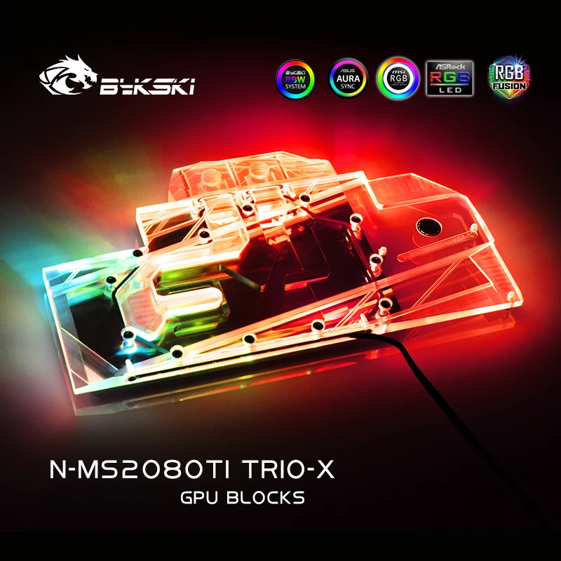 Кулер Bykski GPU работает с MSI Geforce RTX 2080Ti GAMING X TRIO водяное охлаждение VGA блок для воды N