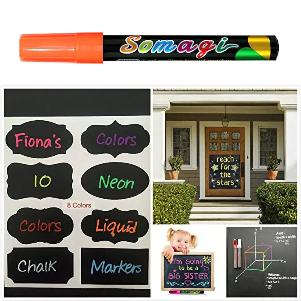 8 цветов стираемый маркер флуоресцентный маркер ручка вспышка цветная ручка Защита окружающей среды без пыли Жидкий Мел лампа Ручка#14