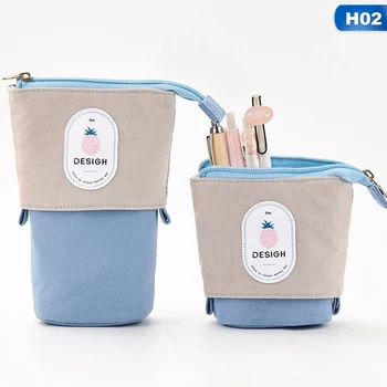 

1pc Kawaii Simple Multi-function Pencil Bag Creative Pen Holder Bag Fruit Series Variable Drop Canvas Bag Statinary Office Bag