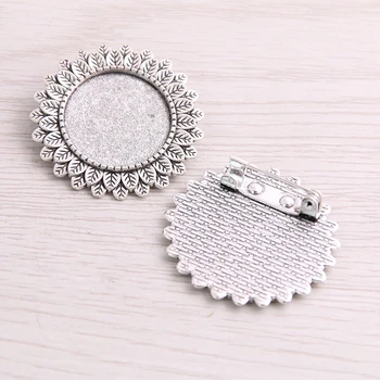 

SWEET BELL 6pcs 20mm Inner Size New Product Ancient Big Round Punk Brooch Cabochon Base Setting Charms Pendant