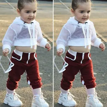 

Spring Summer 3PCS Kids Baby Girl Hooded Vest Tops+Sweatpants Clothes Tracksuit