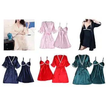 

Women 2Pcs/Set nightgown Pajamas Set Eyelash Lace Trim Vintage Floral Padded Camisole Wide Leg Shorts Babydoll Sleepwear