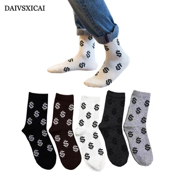 

Autumn Men Cotton Socks Creative Dollar Personality Long Tube Male Socks Fashion Cotton Socks Man 3pairs/lot=6pieces