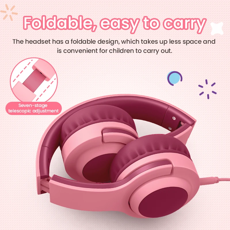 Kids Bluetooth Headset Stereo Noise Canceling Earphone Foldable Wireless Headphone Girls Gift with Microphone For xiaomi huawei