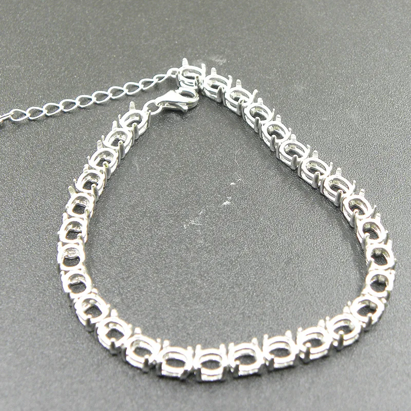 

4*5 Egg Noodles Fully-inlaid Bracelet Holder 925 Silver Bracelet Care Ring Setting Pendant Silver Processing