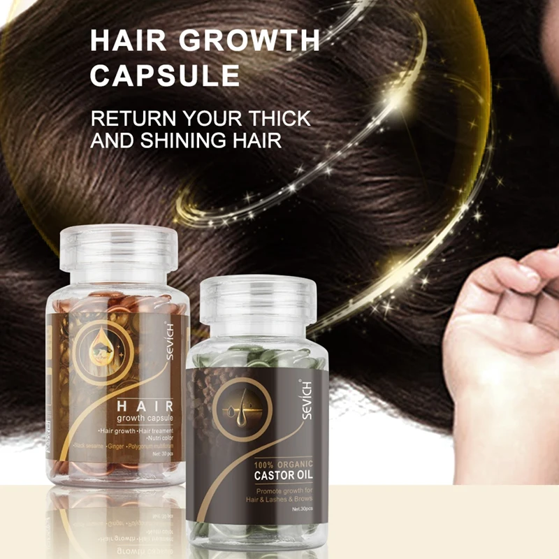 Sevich Hair Growth Kit 2PCS/SET Organic Ginger Hair Oil Capsule for Hair Prevent Hair Loss Treatment Damaged Hair Repair Capsule