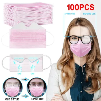 

Mascarilla Adults Disposable Face Mask Three-layer Earloop Windproof Mouth Mask Breathable Dust-proof Anti-fog Mask Masker