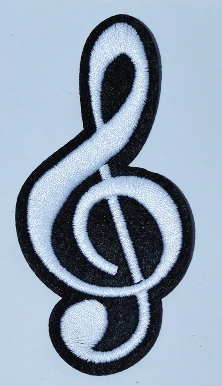 Hot! G clef treble musical note music scale classical Black White applique iron on patch (Size is about 4.8 * 10 cm) | Дом и сад