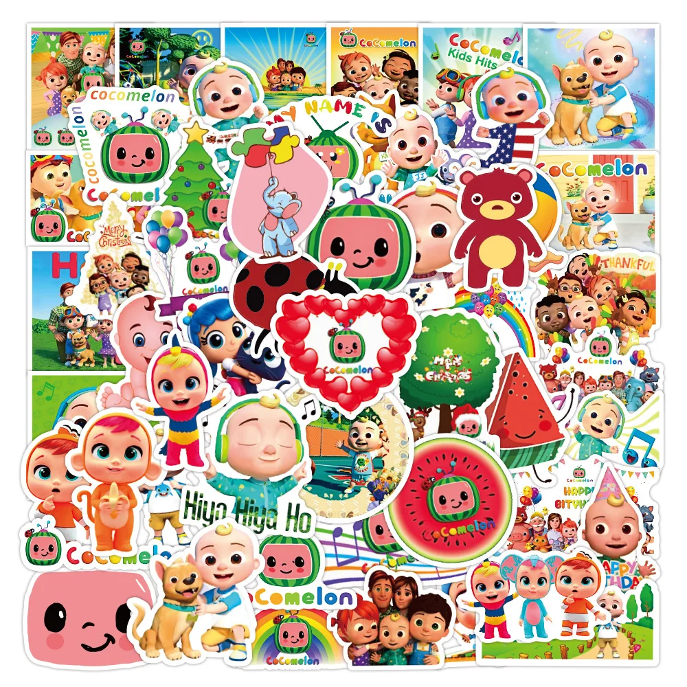 10/30/50/100 Uds Anime Cocomelon inglés rimas Graffiti pegatina para ordenador portátil monopatín de la motocicleta etiqueta regalo niños regalo para niños Juguetes