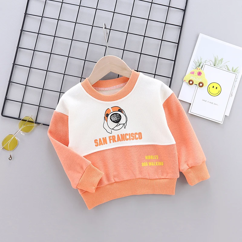

Baby Boy Clothes 0-4T Autumn New Cartoon Husky Letter Print Tops Fashion Trend Stitching Design Toddler Boys Sweatshirts #m