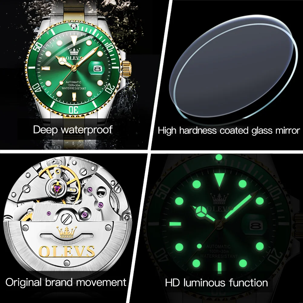 Original Luxury Automatic Watch Men Mechanical Movement Waterproof Sports Top Brand Stainless Steel Wristwatch Reloj Hombre