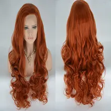 Bombshell синтетические волосы 13*3 дюймов парик фронта шнурка оранжевый цвет тела волна Жаростойкие Волокна волос свободный пробор для женщин парики