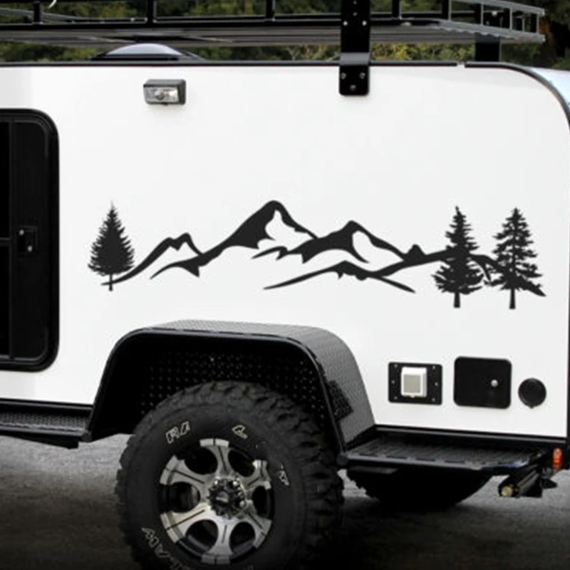

Hot Sale 100cm Car Stickers and Decals Tree Mountain Car Decor Forest Sticker Auto Decal for SUV RV Camper Offroad Car Styling