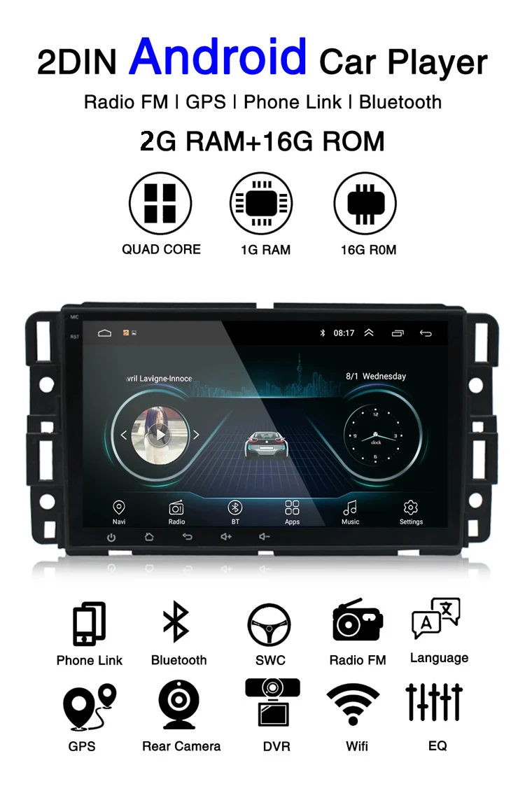 SWTNVIN Radio estéreo para coche Android 12 reproductor de DVD para GMC  Sierra Yukon Chevrolet Buick Chevy Silverado doble Din 7 pulgadas  multimedia