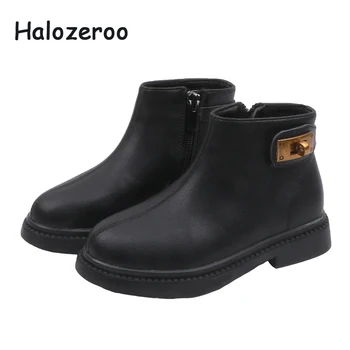

Winter Kids Martin Boots Children Warm Genuine Leather Shoes Baby Girls Ankle Boots Fashion Black Shoes Boys Brand Boots New