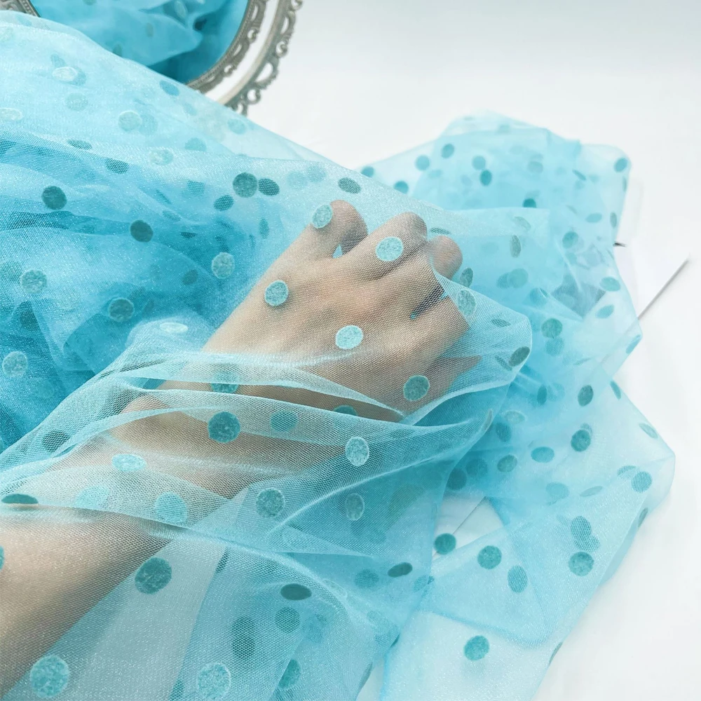 5Yards/Lot Sewing Fabric Tutu Dot Point Mesh Flocked Tulle Skirt Lolita For Woman Blouse And Dress | Дом и сад