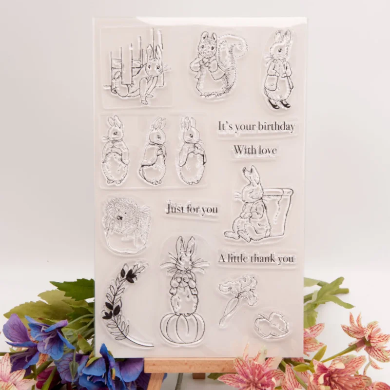 

1pc Cute Bunny Easter Transparent Clear Silicone Stamp Seal Cutting DIY Scrapbook Rubber Stamping Coloring Diary Decor Reusable