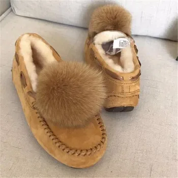 

2020 Shoes Woman Slipper Women Shoes Moccasin Australia Fur Slides Women Sheep Leather Fashion Fluffy Furry House Slippers