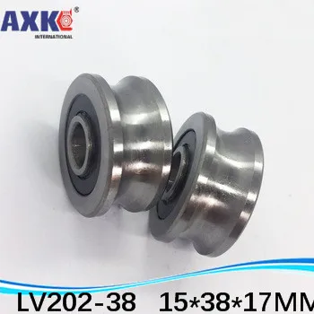 Высокое качество ABEC-5 EMQ V паз направляющие роликовые подшипники LV202-38 ZZ V-38 15*38*17(точность двухрядные шарики) LV202-38-2RS