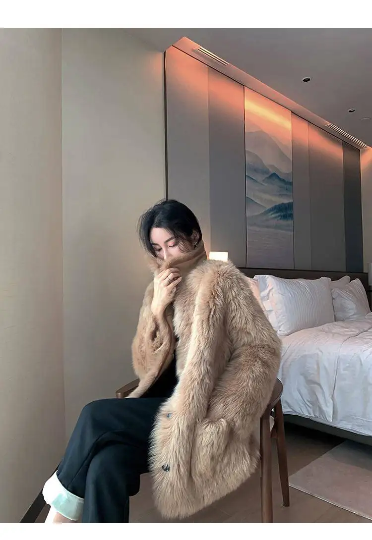 Bella philosophy solid women winter warm Faux fur coat jacket ladies elegant overcoat female fashion lamb fur coat outwear