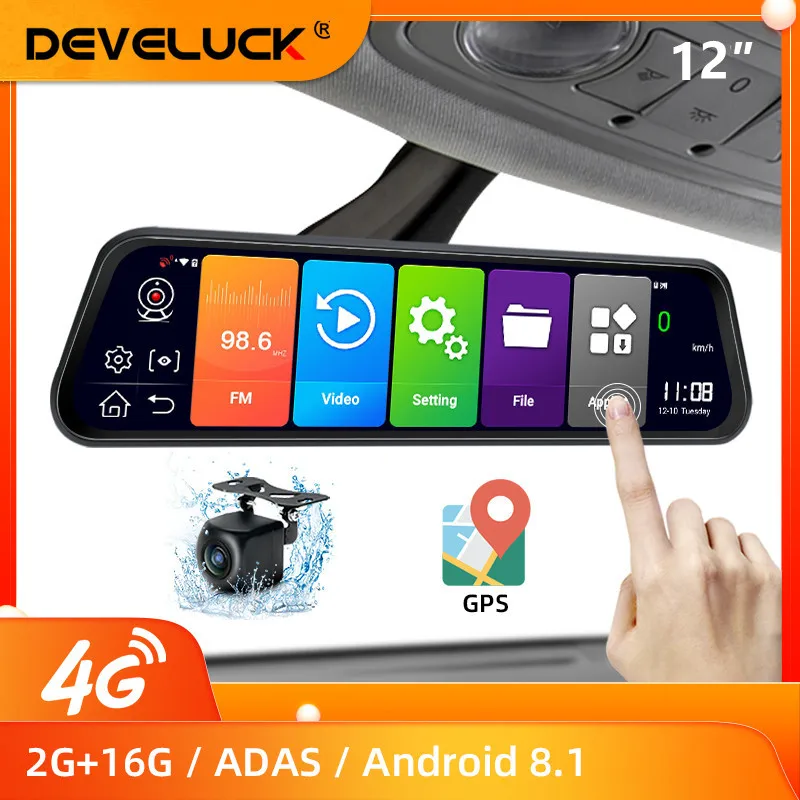 US $113.40 12 4G Wifi Touch Screen Car DVR Streaming Android 81 GPS Navigation Dual Lens Rear View Camera 1080P Recorder Backup Camera