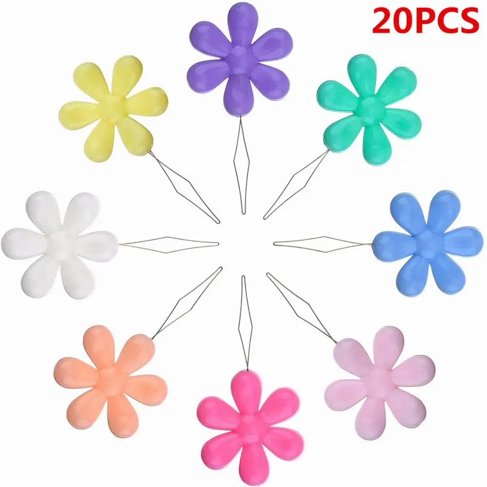 

20Pcs Elderly Easy Sewing Needle Device Threader Thread Guide Tool Garment Sewing Needlework Flower Shape Random Color 7YJ338