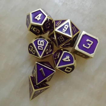 

rpg dice polyhedral sets metal dnd dungeons d20 10 8 12 and dragons table games Zinc alloy purple dices digital pattern