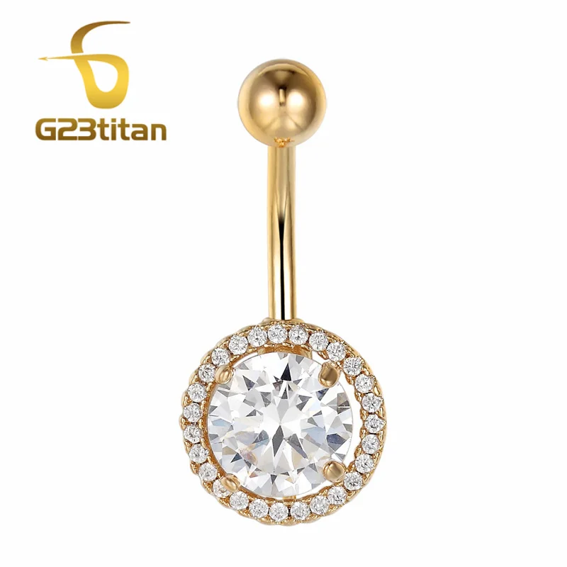 

16G Titanium Barbell Belly Button Rings Crystal Zircon Navel Bar Sexy Woman Piercing Body Jewelry Summer Accessories