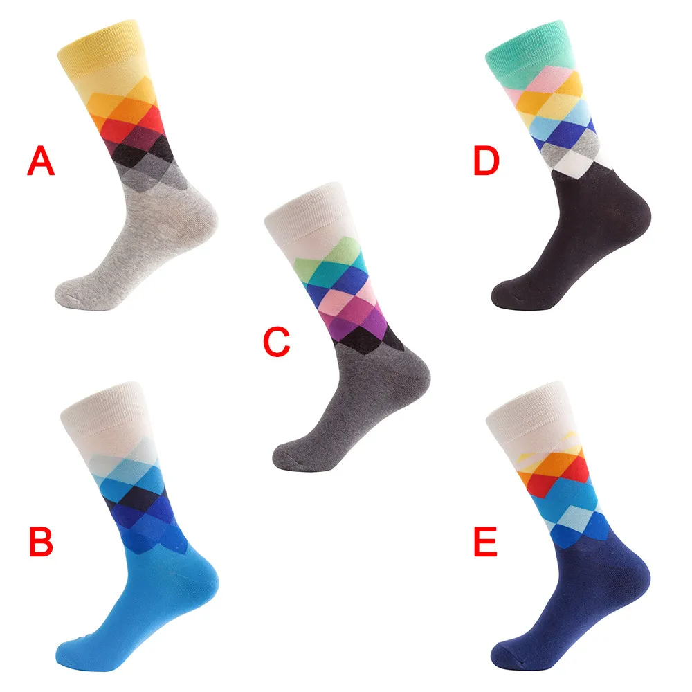Мужские носки, серия, цветные бриллианты на высоком каблуке, носки в стиле хип-хоп, Харадзюку, Мужские модельные носки, Calcetines Hombre Skarpetki - Цвет: B