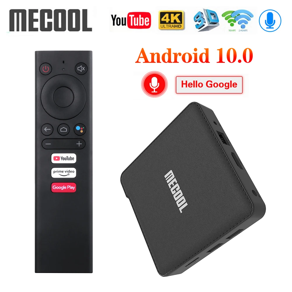 2020 Mecool KM1 ATV Google Certified Android 10 TV Box Amlogic S905X3 Smart Androidtv Prime Video 4K Dual Wifi 2T2R Set Top Box