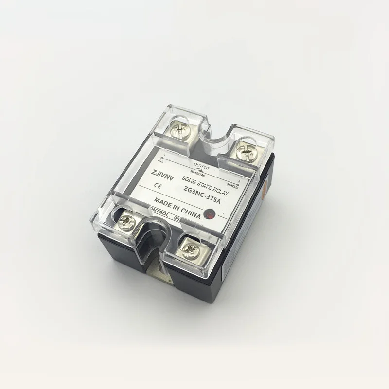 

Однофазное твердотельное реле SSR 75A с пластиковой крышкой, переменный ток 90-280VAC до 80-250VAC ZG3NC-375A